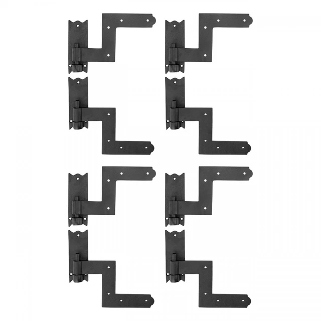 Black Wrought Iron Shutter Lift Off Pintle Hinges 6.5" L with Hardware Pack of 4