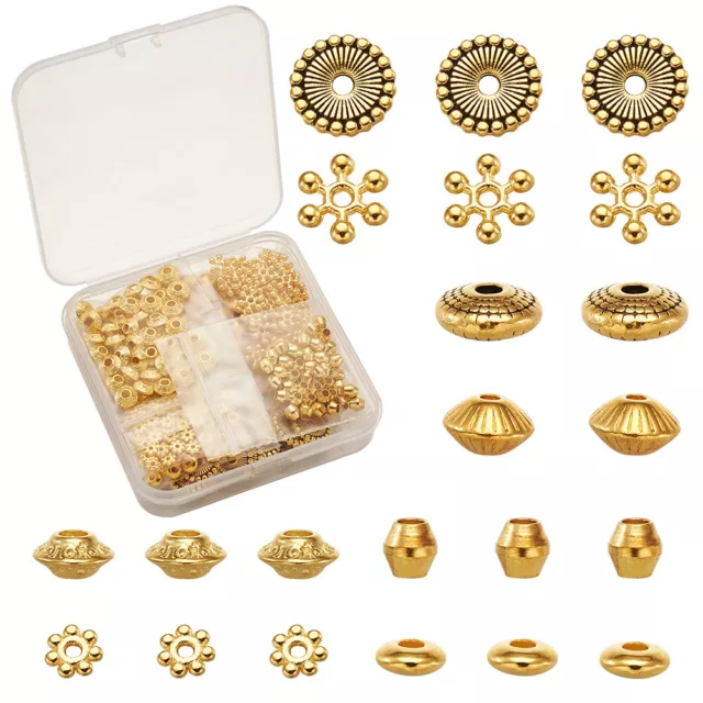 320pcs Mixed Alloy & Brass Metal Rondelle Bead Spacers Mini Flower Craft 4~12mm