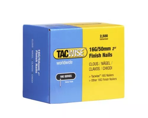 Tacwise 0298 Tipo 16G/50MM Galvanizada Acabado Clavos, Paquete De 2500