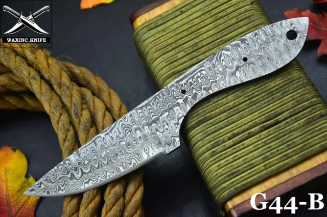 Custom 8.1"OAL Damascus Steel Blank Blade Hunting Knife Handmade (G44-B)