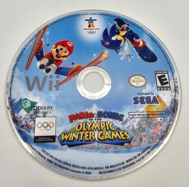 MARIO AND SONIC At The Olympic Winter Games Vancouver 2010 Wii Disc