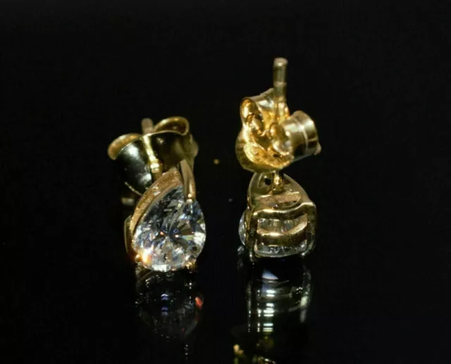 2CT Round Cut Screw Back Lab Created Diamond Stud Earring 14K Yellow Gold  Finish