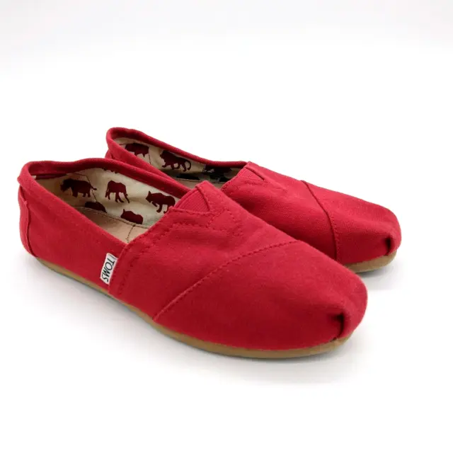 Toms Alpargata Red Canvas Slip On Shoes Size 6 Classic Womens