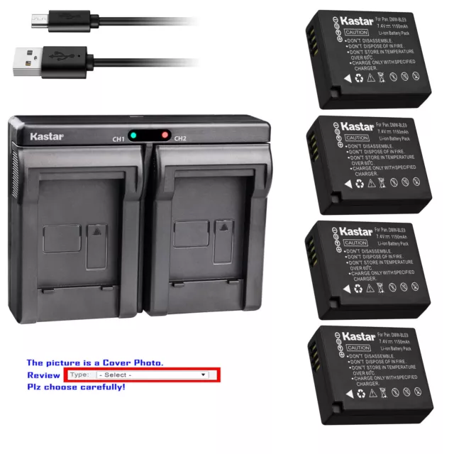 Kastar Battery Dual USB Charger for Panasonic DMW-BLE9E DMW-BLG10 Lumix DMC-TZ80