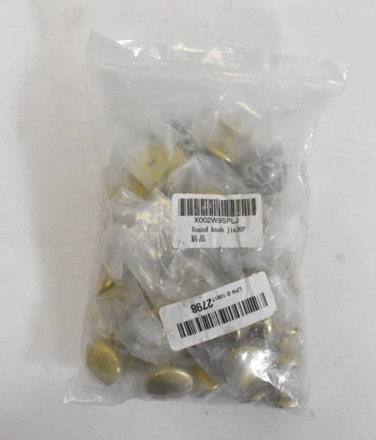 Polished Brass Style Round Drawer Cabinet Knob With Hardware .75" Pack Of 30