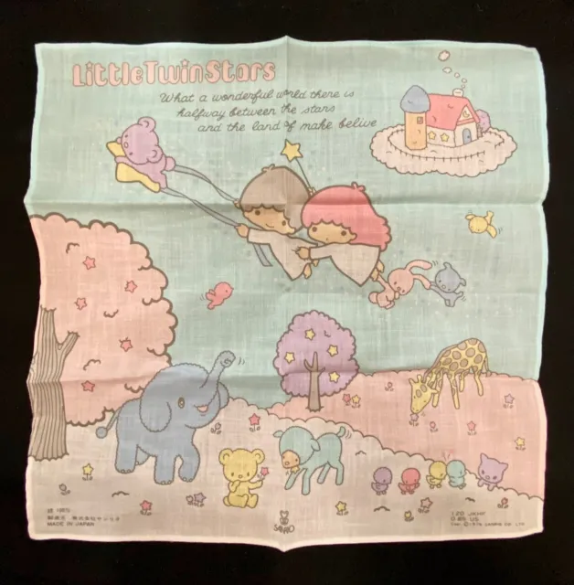 Vintage 1976 Sanrio Little Twin Stars Handkerchief Made in Japan