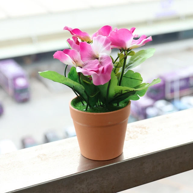 6 Mini Vasi Di Fiori All'Uncinetto Fatti A Mano – Piante Finte In Vaso Per Decorazione Casa, Ufficio, Auto – Colori Casuali