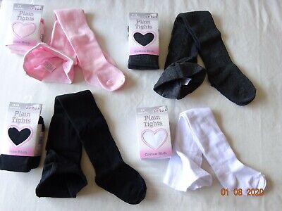 1 PAIR BABY PLAIN TIGHTS GIRLS CASUAL COTTON BLACK GREY WHITE PINK 0-36 Months