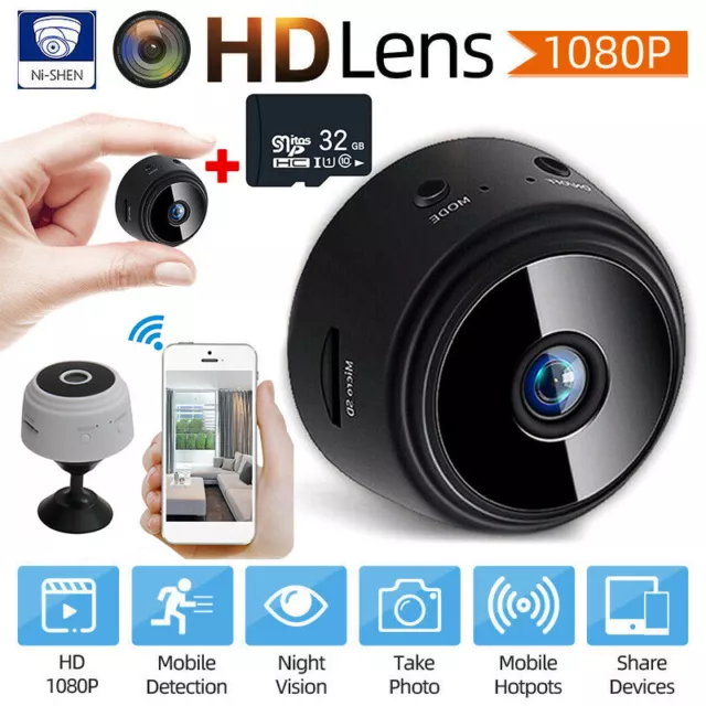 1080P HD MINI Wireless WiFi Spy IP Camera CCTV Indoor Outdoor Home Security AU