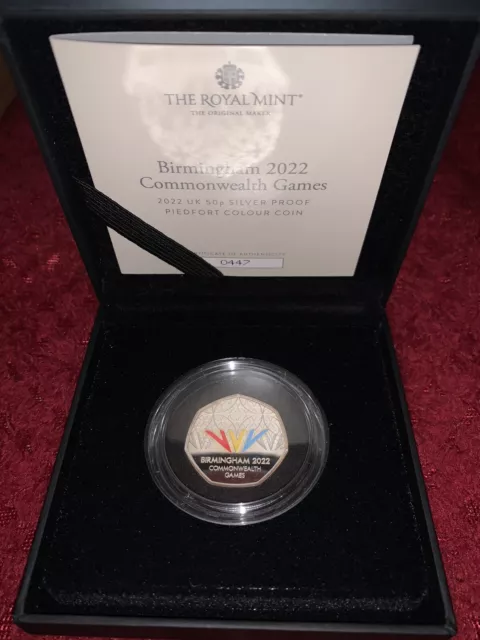 Birmingham 2022 Commonwealth Games UK 50p Silver Proof Piedfort Colour Coin