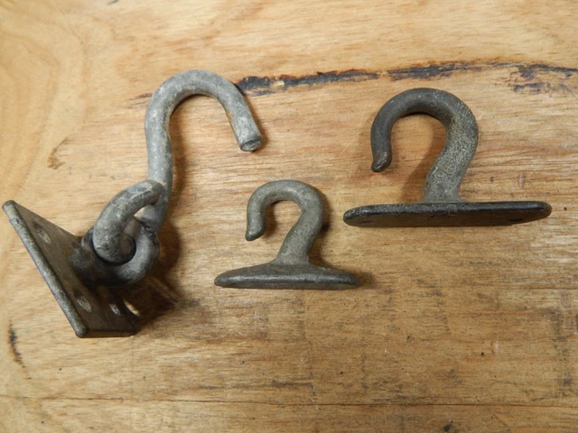 3 Old Plant Ceiling Mount Hooks Porch Hangers Galvanized 2 Stationary 1 Swivel 22