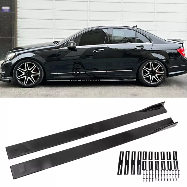 86.6'' Gloss Black Side Skirts Rocker Splitters Lip For Benz C205 W205 W204 W212