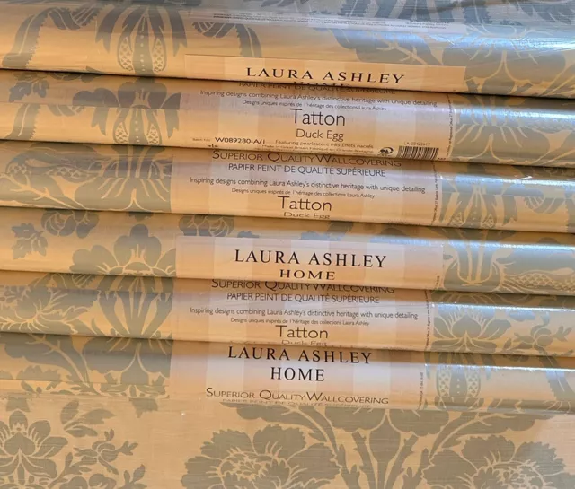 Laura Ashley Original Tatton Duck Egg Wallpaper Price Per Roll Matching Batch