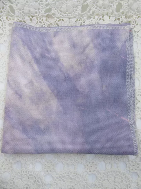 Hand dyed Aida Cloth 14 count - 43cm x 45cm Dusty Lavender w Dusty Pink Swirls