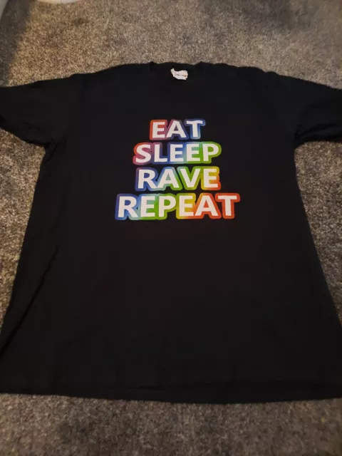 Camicia EAT SLEEP RAVE REPEAT NUOVA XL (festival/danza/musica/clubbing)