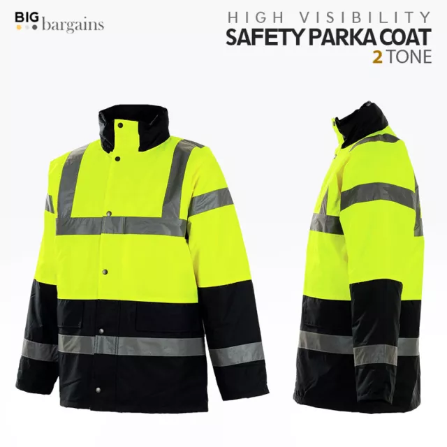 Giacca di sicurezza Hi Vis Viz Parka cappotto impermeabile abbigliamento da lavoro bicolore tutte le taglie 2