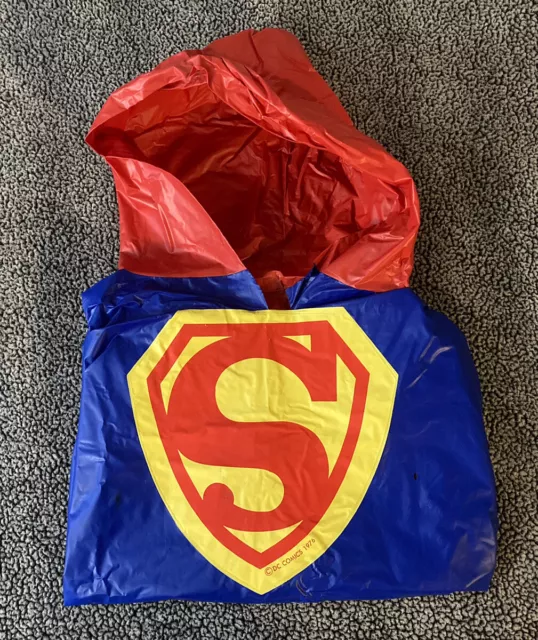 Vintage 1976 Superman DC Comics Rain Poncho Costume Ben Cooper Kids Size