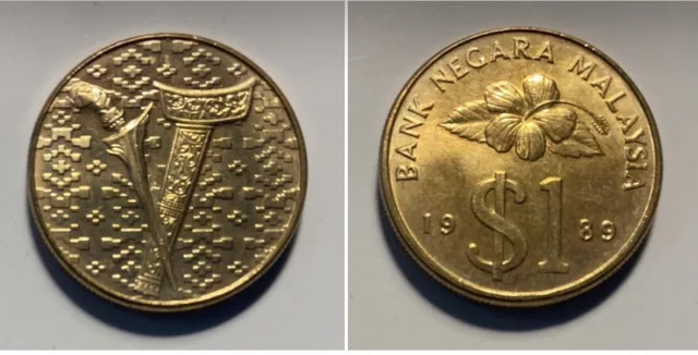 1989 Malaysia Kris Circulating Coin - 1 One Ringgit UNC