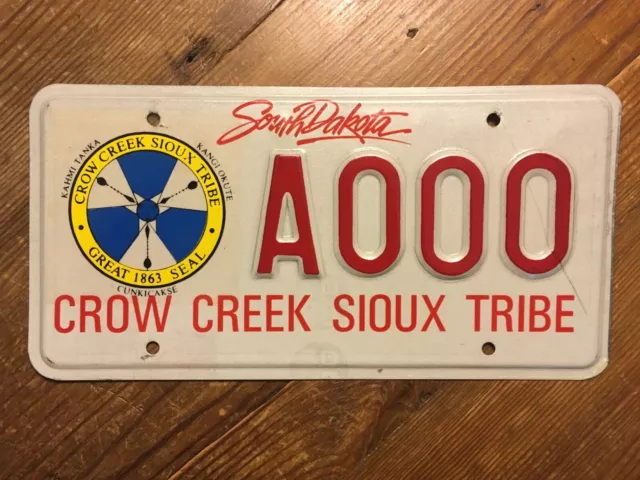 South Dakota license plate Crow Creek Sioux Tribe - A000 sample