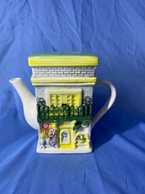 Beautiful White Green Porcelain Ceramic Rectangular Tea Pot With Lid And Handle