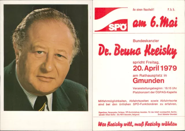 Lot 5 AK Dr. Bruno Kreisky SPÖ Politiker Gmunden