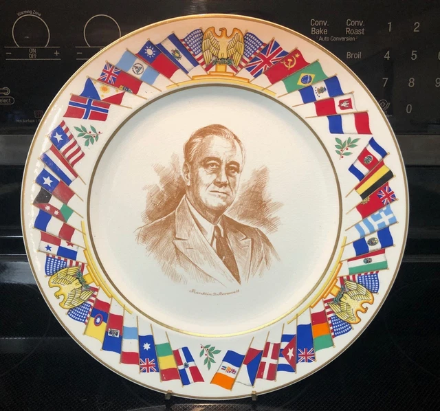 Porcelain plate Allied Nations Commemorative Series Franklin D. Roosevelt FDR