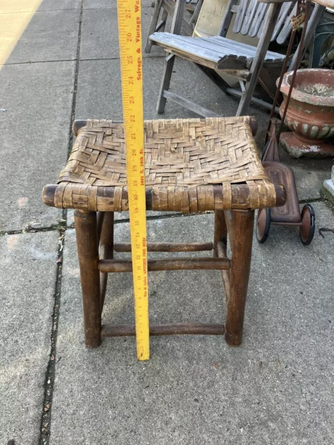 Rustic Old Hickory Tall Stool Adirondack Indiana Willow Products Cabin Antique