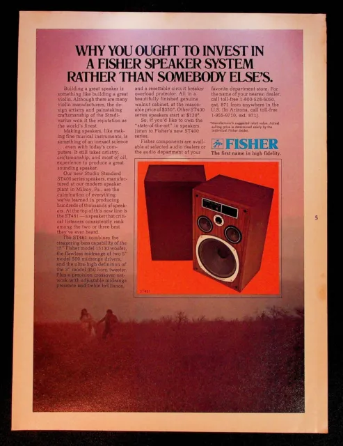 1978 Fisher ST400 Studio Standard series speakers stereo art vintage print ad