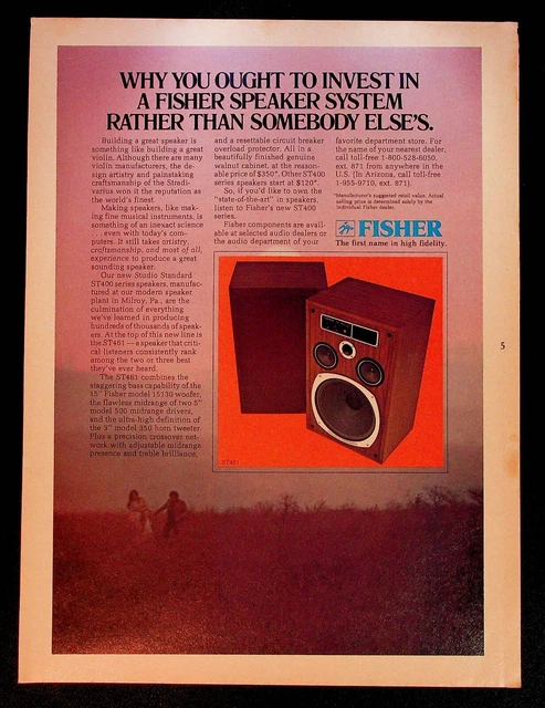 1978 Fisher ST400 Studio Standard series speakers stereo art vintage print ad