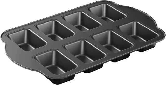 1 Piece Non-Stick Mini Loaf Pan Carbon Steel Baking Bread Pan 8 Cavity Black New