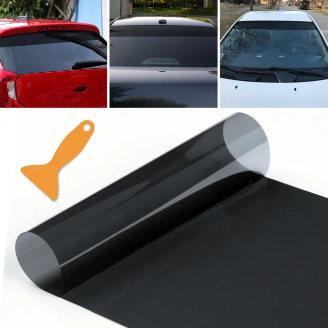 Parabrezza auto nero pellicola solare trasparente anti-UV protezione solare 140x25CM