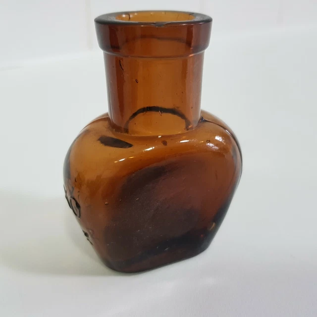 Antique OXO 2oz miniature bottle jar amber brown glass Edwardian c1910 England