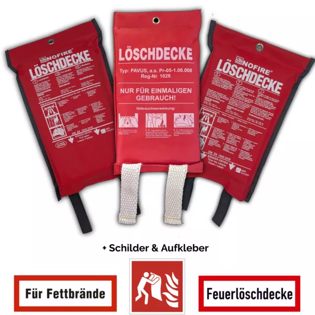 Feuerlöschdecke Löschdecke Feuerdecke Feuerlöscher Fiberglas 6 Größen DIN EN1869