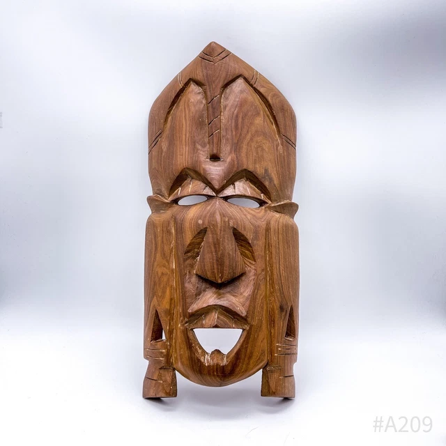 African Mask Wall Mask from Wood Hand-Carved Handmade Africa 6 11/16x13 13/16in