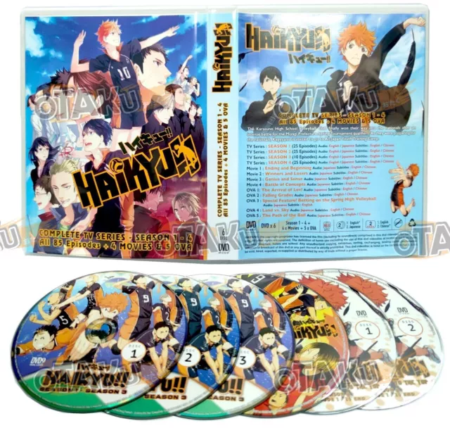 ANIME, HAIKYUU!! 1ST,2ND,3RD,4TH,1-85 EPISODES, 10 DVD, ENG-AUDIO,2  BOXES.2021