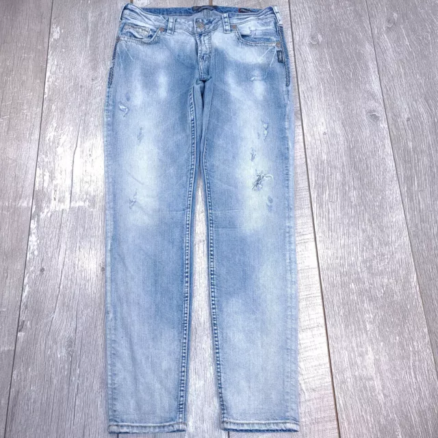 Silver Jeans Womens Boyfriend Fit Size 29 Blue Distressed Denim Pants Mid Rise