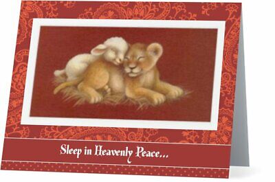 Custom Cute Baby LION & LAMB Religious CHRISTMAS 5.5x4 Holiday Greeting Card