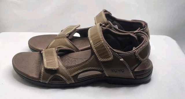 VIONIC GERRIT MENS Sandals Leather Upper Two Strap Arch Support Brown Size 14 18.60 PicClick