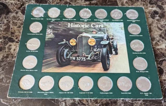 Historic Cars From Shell Coin Token Collection Complete Set of 20 Display