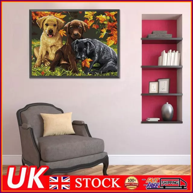 14CT Full Cross Stitch Three Dogs Counted DIY Animal Wall Art Crafts Home Decor