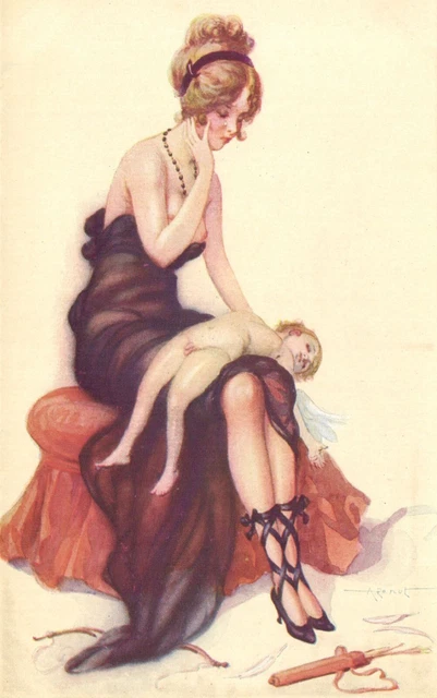 c.1910s French Artist Signed Postcard LEO FONTAN, UN ACCIDENT PARISIEN