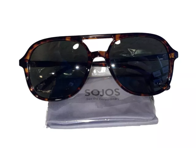 SOJOS Retro Square Polarized Aviator Sunglasses Women’s Vintage Tortoise/Green