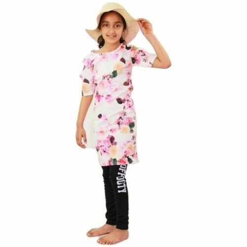 Bambine Freddo Spalla Midi Abito Fiori Stampa Festa Aderente Abiti Top 7-13