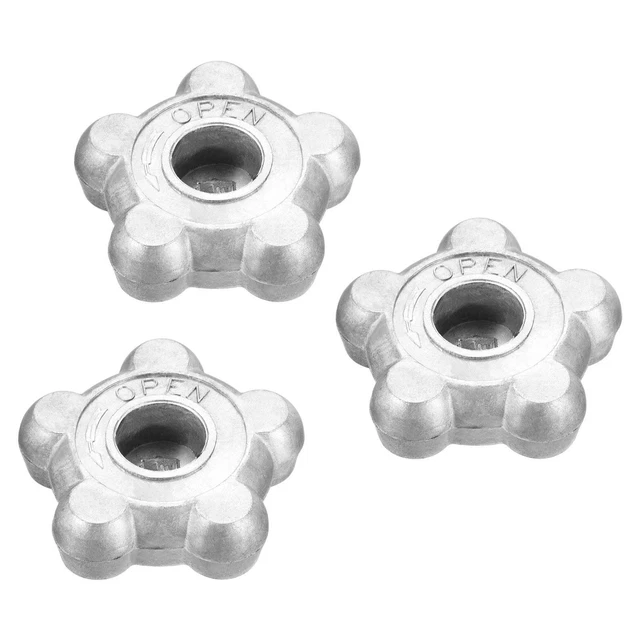 64mm Diámetro Mano Rueda, 3pzs Aluminio Aleación Mango para Gas Cilindro, Plata