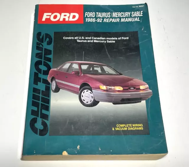 Chilton FORD TAURUS MERCURY SABLE 1986-1992 REPAIR MANUAL #8251 wiring vacuum