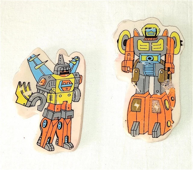 TRASFORMERS - GO BOTS 80s lot 2 eraser rubber radiergummi gommine gomme