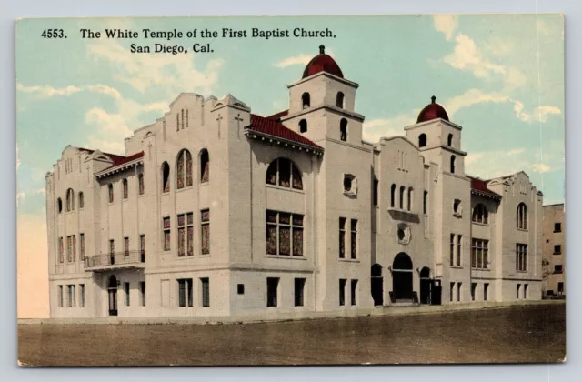 The White Temple of the First Baptist Church San Diego CA Antique 1912 Postcard