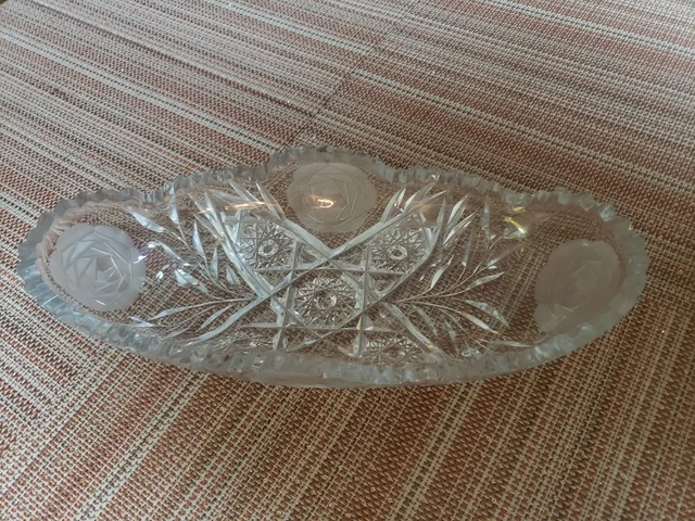 Vintage American Brilliant Period Cut Glass Cristal Fruit Bowl 2