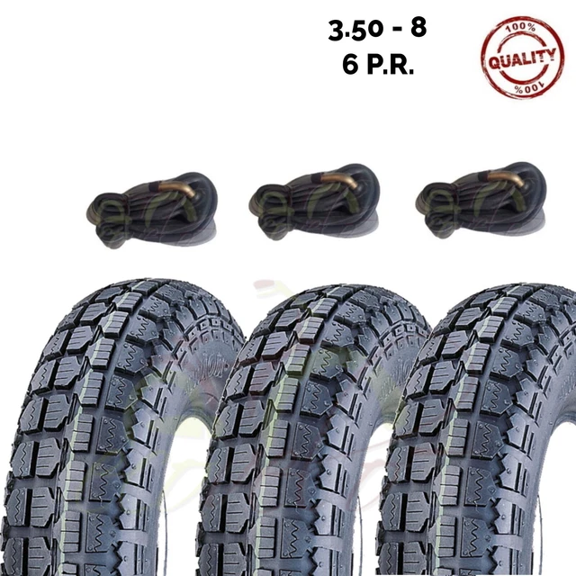 2 Pneus 100/90-10 Tubeless Renforcés 8PR + Roulements - Compatibles Piaggio Ape 50, Moto, Scooter