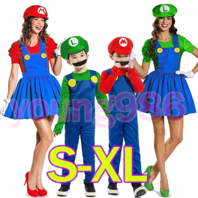Super Mario Costumes Women Boys Plumber Bros Halloween Costume Party Fancy Dress